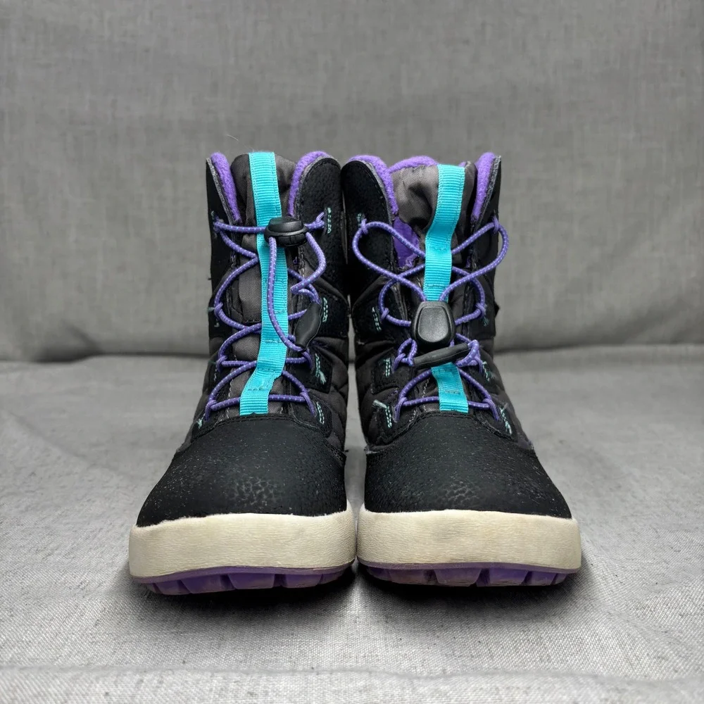 Merrell Snow Bank 4 Kids Winter Boots Black Purple Bungee Waterproof Snow Size 2
